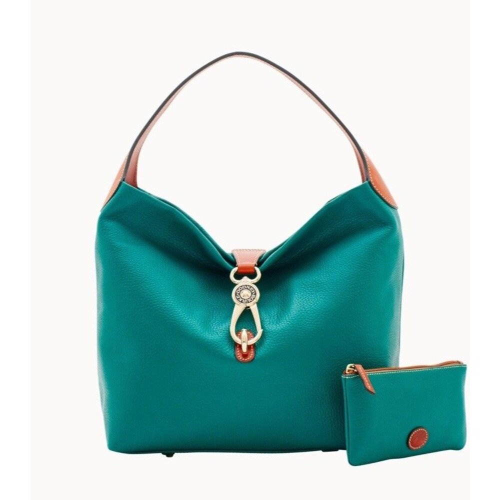 dooney and bourke NWT Leather Green Pebble Grain Logo Lock Shoulder W/ Bag Pouch